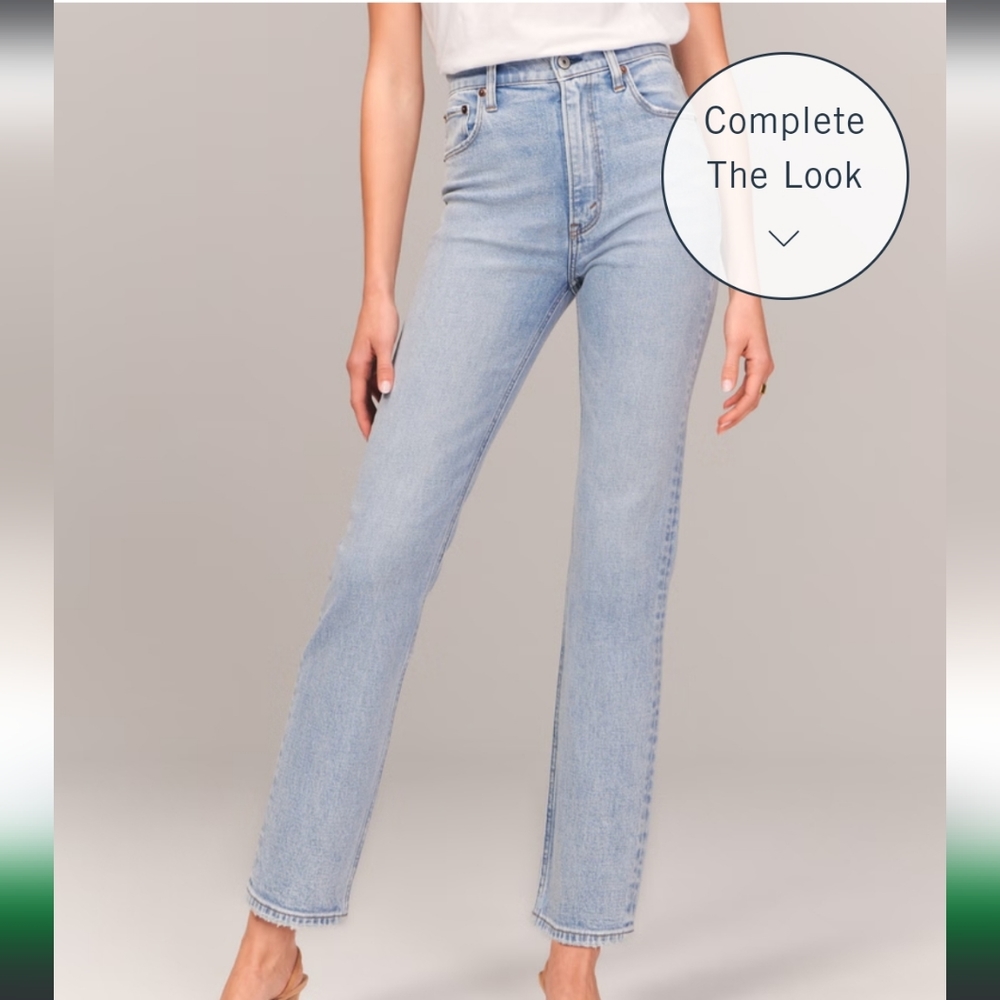 Abercrombie & Fitch Ultra High Rise Ankle Straight Jean. "Light" wash